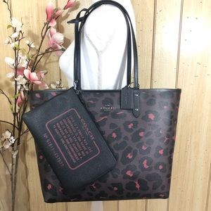 Coach Leopard Reversible City Tote Bag Purse